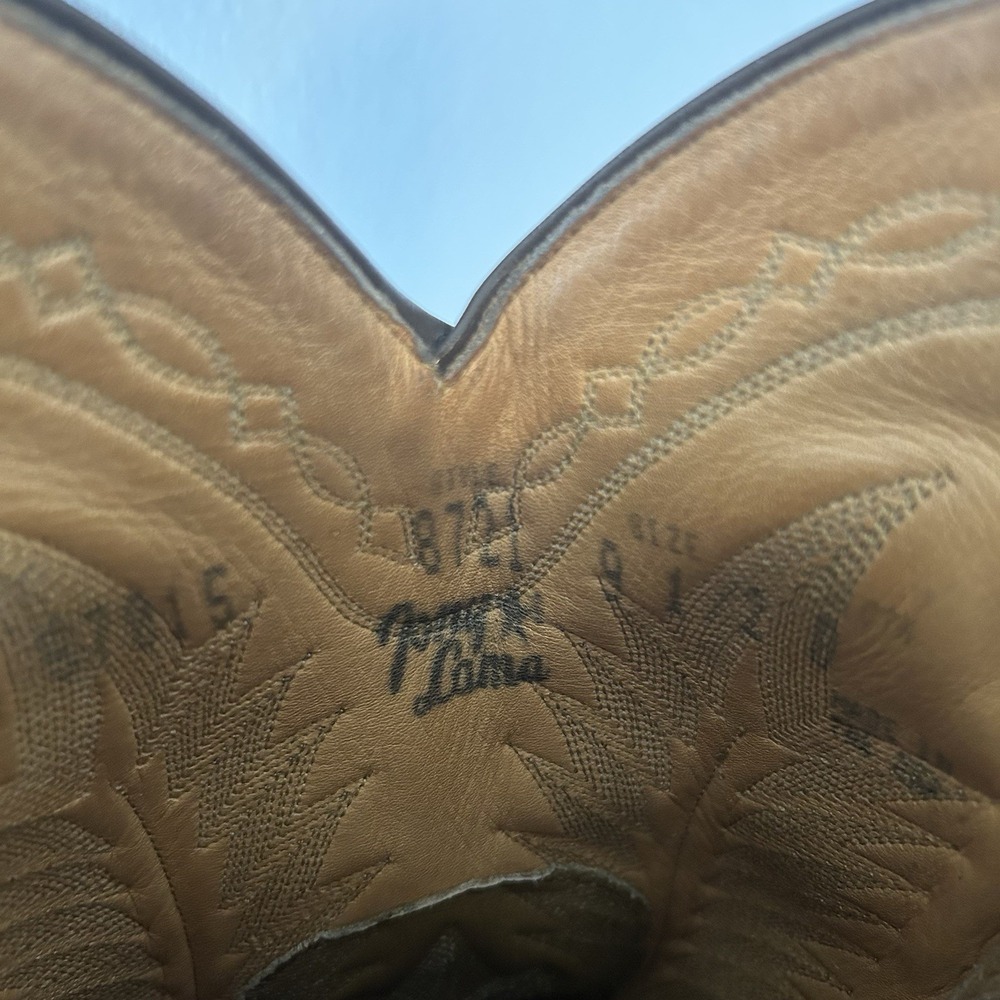 Tony Lama Snakeskin Cowboy Boots Mens 9.5 D Tan Good Exotic Leather Western 8721 - Picture 6 of 12